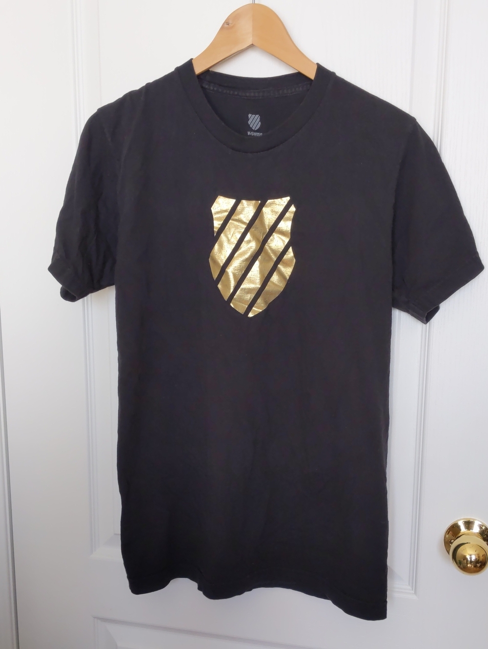3/$30 K-Swiss Black Short Sleeve Tee with Gold Shield Graphic